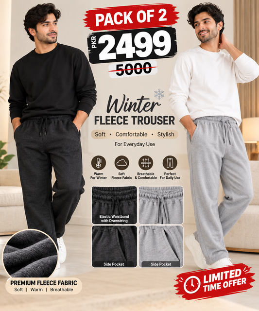 Premium Men's Winter Fleece Trousers – Pack of 2