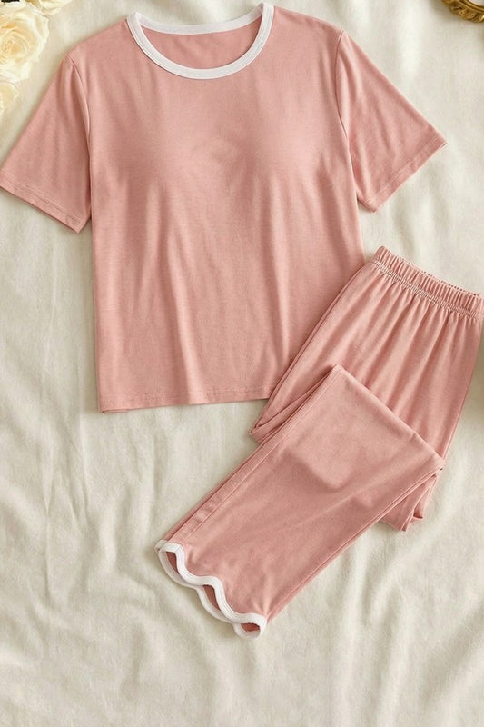 Rose Pink let me Sleep Half Sleeves Plazzo PJ Set